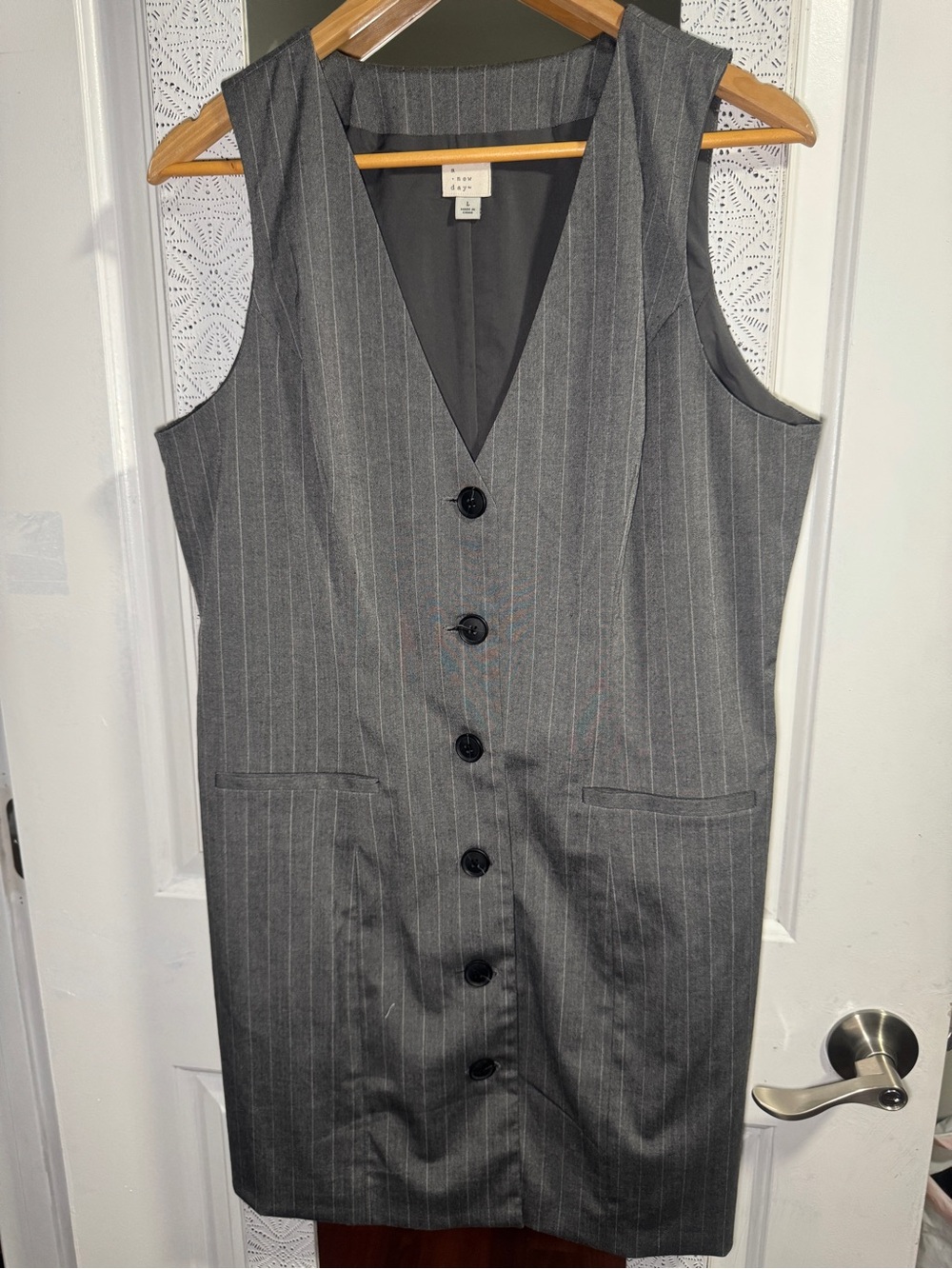 Target Gray Pinstripe Sleeveless Shift Dress